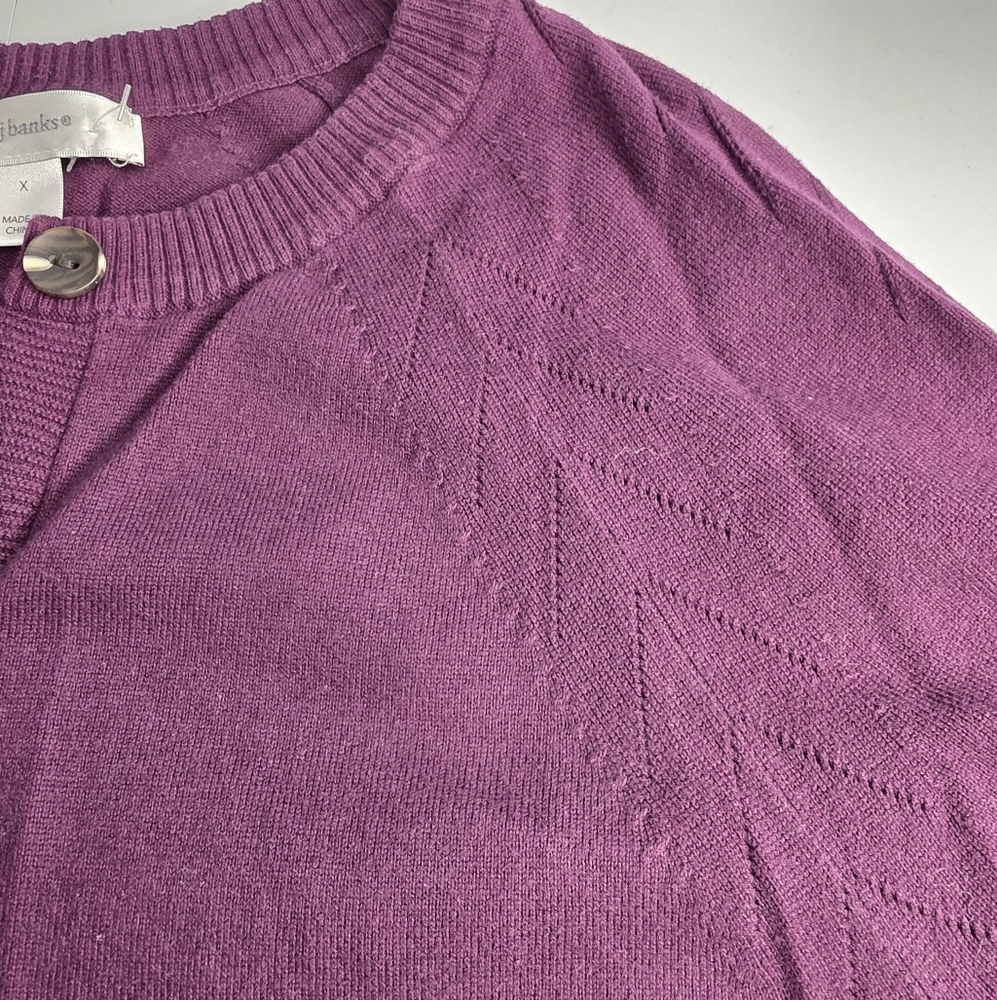 CJ Banks 0X Rich Purple Button-Up Cardigan Soft Cozy Bz0394 - Picture 4 of 9